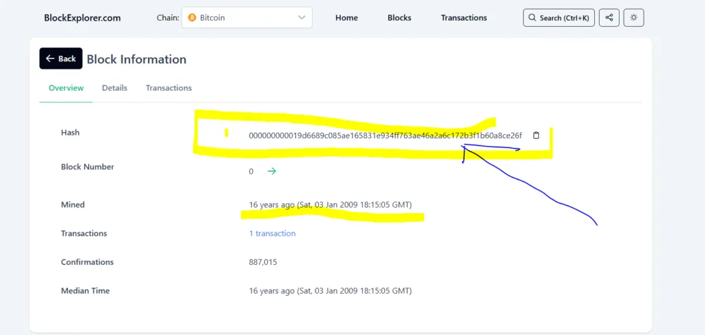 Genesis block in blockchain